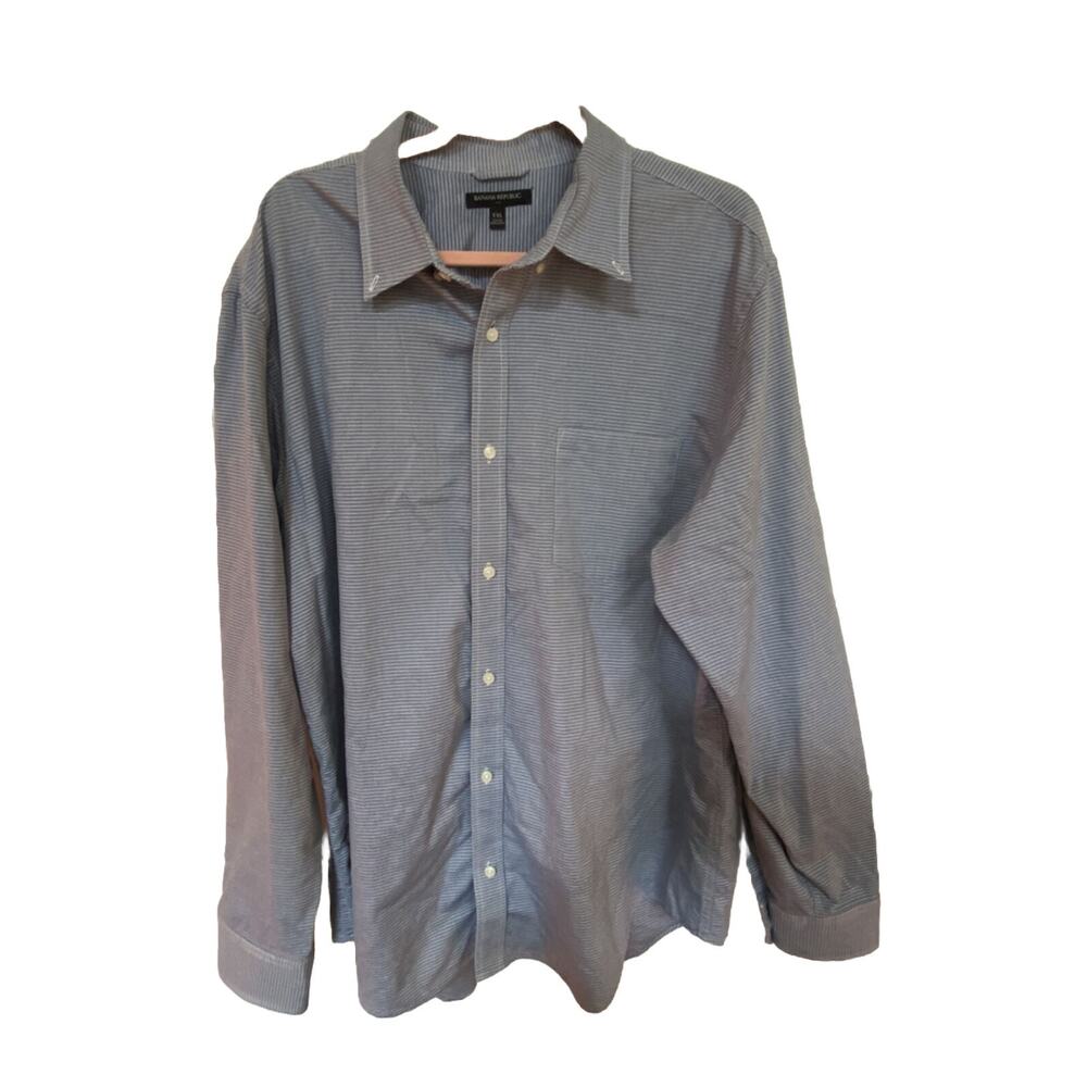Banana Republic Shirt Adult 2XL Blue Striped Long Sleeve Button Up Casual Mens